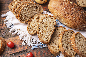 Image showing Set of slices rustic bread