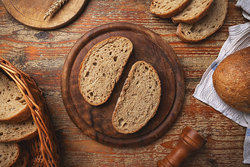 Image showing Rustic baked bread slices