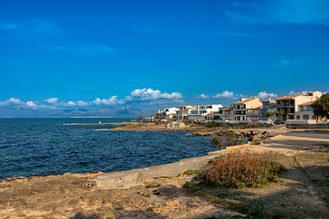 Image showing Sandy natural beach in city Can Picafort. Balearic Islands Mallorca Spain.