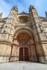 Image showing Gothic medieval cathedral La Seu and Royal Palace of La Almudaina. Palma de Mallorca. Balearic Islands Spain.