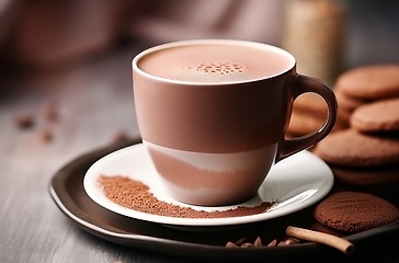 Image showing A Cup of Coffee and Cookies on a Plate