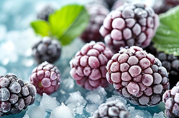 Image showing Assorted Frozen Berries Arranged on Ice