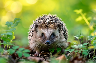 Image showing A Small Hedge Making Its Way Through a Vibrant Green Forest