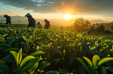 Image showing Group of People Standing on Top of Lush Green Field