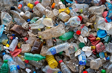 Image showing Pile of Plastic Bottles and Trash, Environmental Waste and Pollution