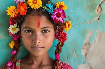 Image showing Young Girl With Flowers in Hair