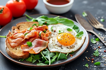 Image showing Sandwich with prosciutto and egg