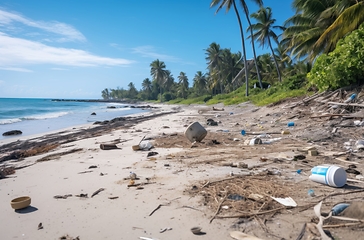 Image showing Pollution contrast on tropical beach