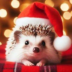 Image showing a cute little hedgehog wearing a santa hat 