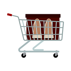 Image showing Shopping Cart With Shoes In Box Icon