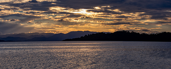 Image showing Romantic sunset over sea landscape. Tarcoles, Costa Rica