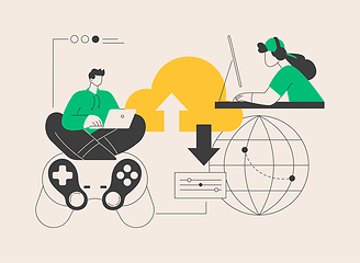 Image showing Cloud gaming abstract concept vector illustration.