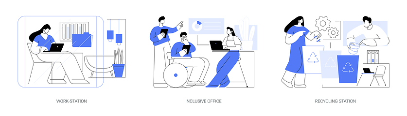 Image showing Office design and interior isolated cartoon vector illustrations se