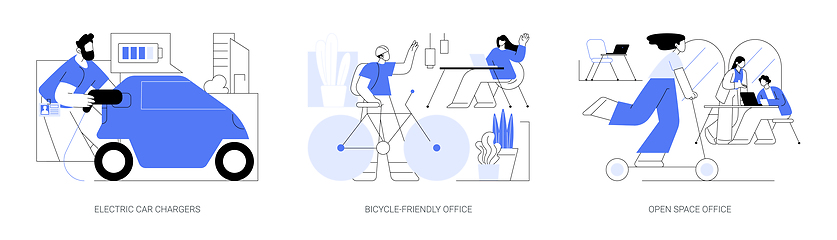 Image showing Office transportation isolated cartoon vector illustrations se