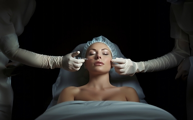 Image showing Woman undergoes botox therapy for a youthful and rejuvenated appearance, embracing non-surgical cosmetic enhancement.