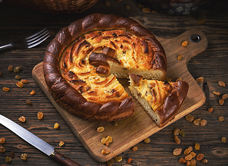 Image showing Freshly baked sweet cheese pie