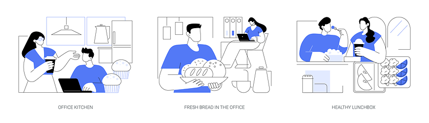 Image showing Lunchtime at work isolated cartoon vector illustrations se