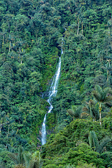 Image showing Waterfall in Ciudad Perdida, ancient ruins in Sierra Nevada mountains. Santa Marta, Colombia wilderness