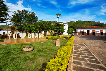 Image showing Heritage town Guane, beautiful colonial architecture in most beautiful town in Colombia.