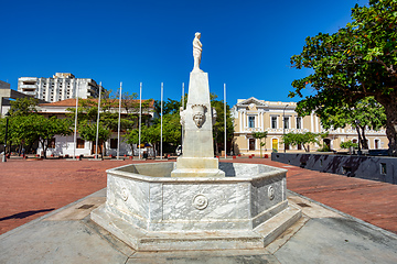 Image showing Fuente De Las Cuatro Caras, Plaza de Bolivar Santa Marta. Magdalena Department. Colombia.
