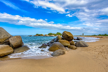 Image showing Most beautiful caribbean beach, Playa Arenilla in Tayrona National Park, Colombia