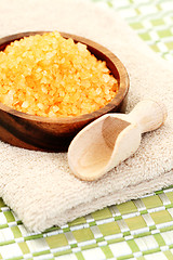 Image showing bath salt and towel