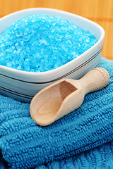 Image showing bath salt and towel