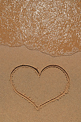 Image showing Heart drawing on sandy beach