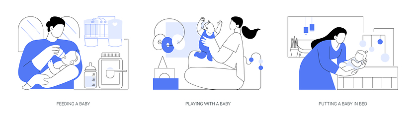 Image showing Young parents routine isolated cartoon vector illustrations se