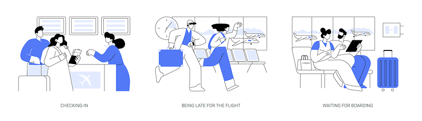 Image showing Traveling by plane isolated cartoon vector illustrations se