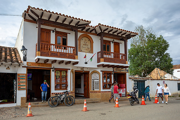 Image showing Plaza Mayor in Villa de Leyva, Colombia, largest stone-paved square in South America.