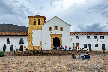 Image showing Plaza Mayor in Villa de Leyva, Colombia, largest stone-paved square in South America.