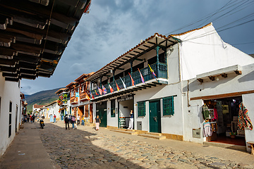 Image showing Plaza Mayor in Villa de Leyva, Colombia, largest stone-paved square in South America.