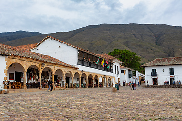 Image showing Plaza Mayor in Villa de Leyva, Colombia, largest stone-paved square in South America.