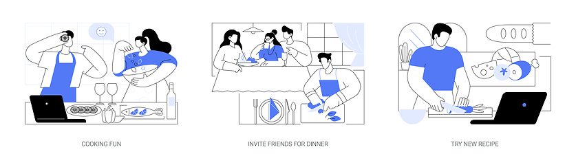 Image showing Dinner at home isolated cartoon vector illustrations se