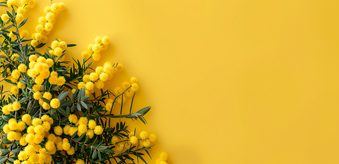 Image showing Vibrant Yellow Mimosa Flowers on Bright Background
