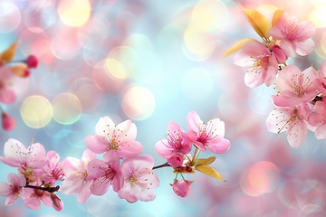 Image showing Spring Cherry Blossoms with Bokeh Background