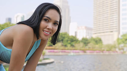 Image showing Active Woman Exercising in the Park on a Sunny Day