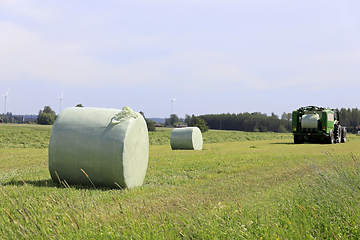 Image showing Baling Silage in the Summer