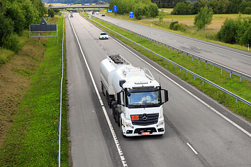 Image showing Mercedes-Benz Tank Truck Transports Diesel Fuel