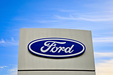 Image showing Ford Motor Company Logo Against Blue Sky