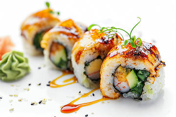 Image showing Delicious Sushi Rolls Plated With Elegance and Style