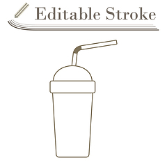 Image showing Disposable Soda Cup And Flexible Stick Icon