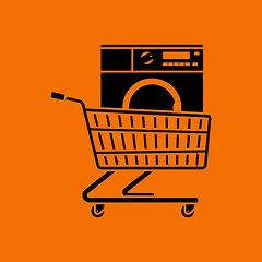 Image showing Shopping Cart With Washing Machine Icon