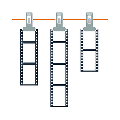 Image showing Icon Of Photo Film Drying On Rope With Clothespin