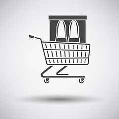 Image showing Shopping Cart With Shoes In Box Icon