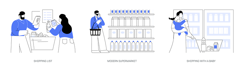 Image showing Grocery store isolated cartoon vector illustrations se