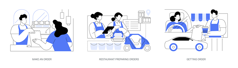 Image showing Curbside pickup at a restaurant isolated cartoon vector illustrations se
