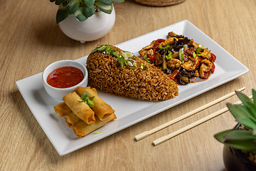 Image showing Delicious asian cuisine platter