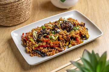 Image showing Appetizing fried rice with vegetables